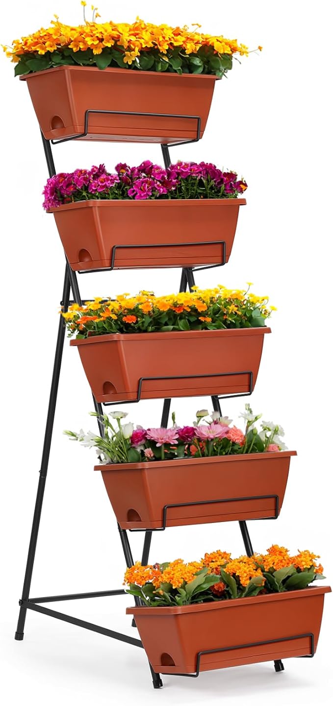 YBING Vertical Garden Bed 5 Tier Vertical Raised Garden Planter Standing Herb by YBING