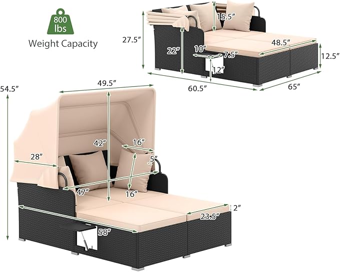 Tangkula Patio Rattan Daybed - Image 4