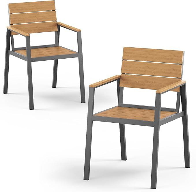 Outdoor Patio Dining Chairs Set of 2, 350LBS Capacity Aluminum Patio Dining by Oasbira