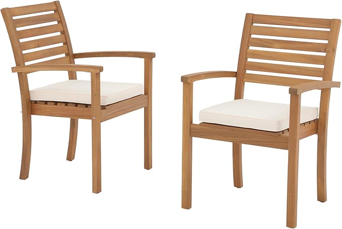 OC Orange-Casual Stackable Patio Dining Chairs Set of 2, Outdoor Acacia Wooden by OCOrange-Casual