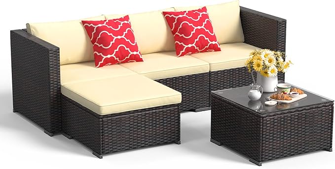 Aiho Patio Furniture Set All Weather Outdoor Sectional Patio Sofa Set by AIHO