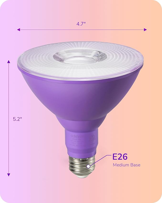 EDISHINE PAR38 Purple & Orange LED Flood Light Bulbs Outdoor, Dimmable LED - Image 7