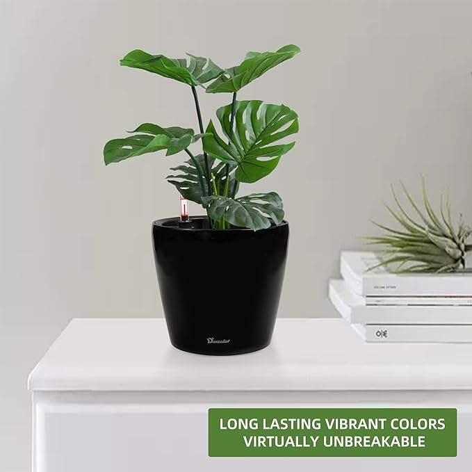 Dexceder 11x10 Inches High Gloss Self Watering Planter Indoor Outdoor, Inner - Image 6