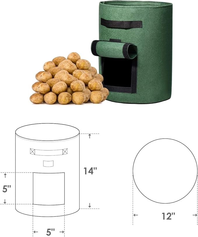 Delxo 5 Pack 7 Gallon Potato Growing Bags, Planter Garden Grow Bags - Image 6