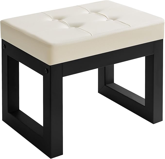 IBUYKE 16 Inch Small Foot Stool Ottoman, Rectangle PU Faux Leather Foot Rest by IBUYKE