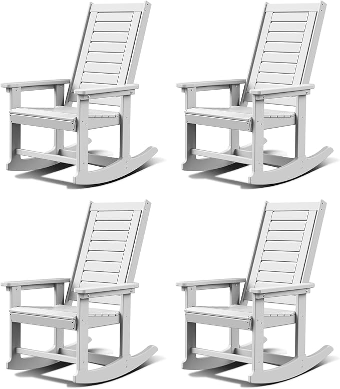 GREENVINES Outdoor Rocking Chairs | Set of 4 | Porch Rocker | HDPE Plastic | by GreenVines