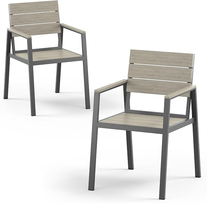 Outdoor Dining Chairs Set of 2, HDPS + Aluminum Patio Dining Chairs by Vexwalx