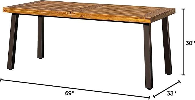 Devoko Home Acacia Wood Dining Table 6-Person Indoor Outdoor Table - Image 2