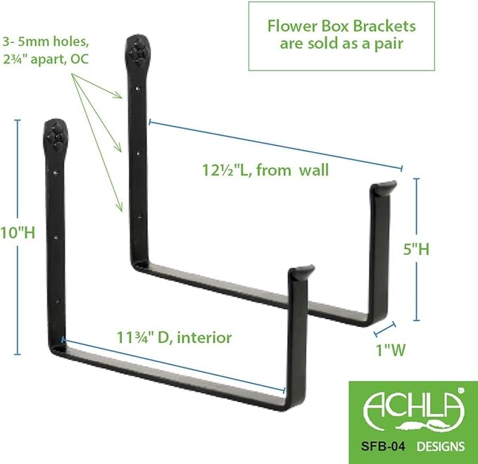 Achla Designs Window Flower Box Wall Brackets, 12 inch - Image 2