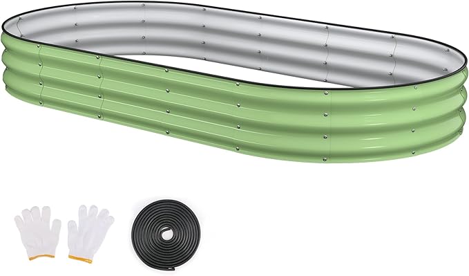 Raised Garden Bed, Oval Metal Planter Box by Patiobay