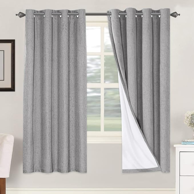 H.VERSAILTEX Linen Blackout Curtains 72 Inches Long 100% Blackout Thermal by HVERSAILTEX