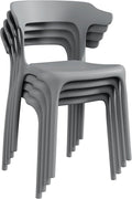 VECELO 4 Pack Plastic Stacking Chairs, Stackable Dining Chairs by VECELO