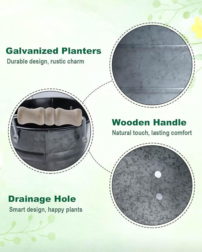 15 Inch Galvanized Planters for Outdoor Plants - Image 3