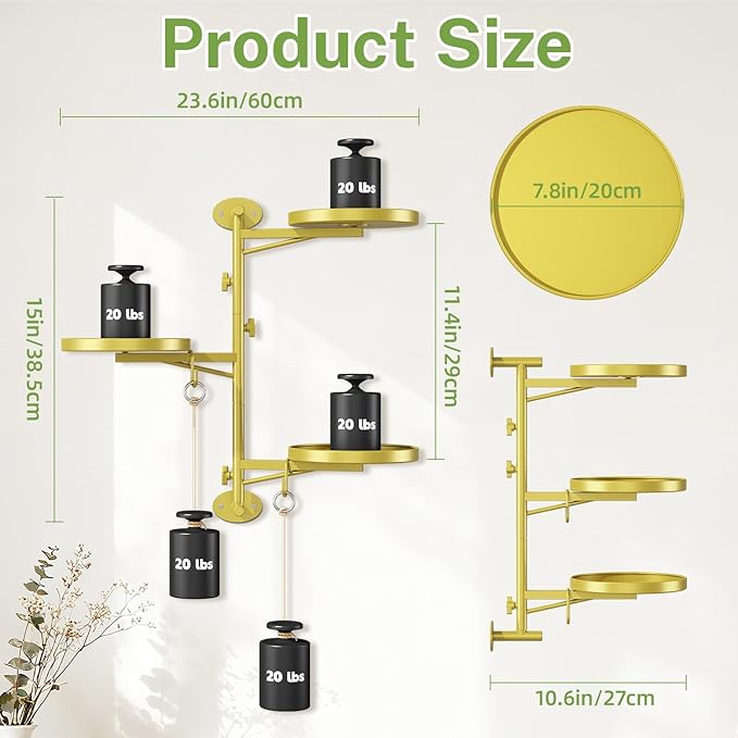 iDavosic.ly Rotating Window Plant Shelves, 3-Tier Metal Wall Stand - Image 3