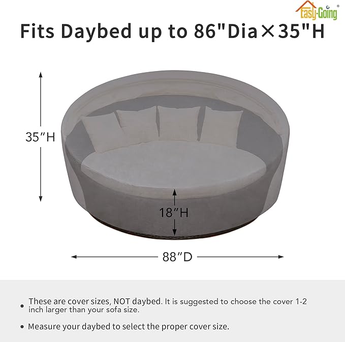 Easy-Going Heavy Duty 600D Outdoor Daybed Cover 88 Inch UV Resistant Patio - Image 2