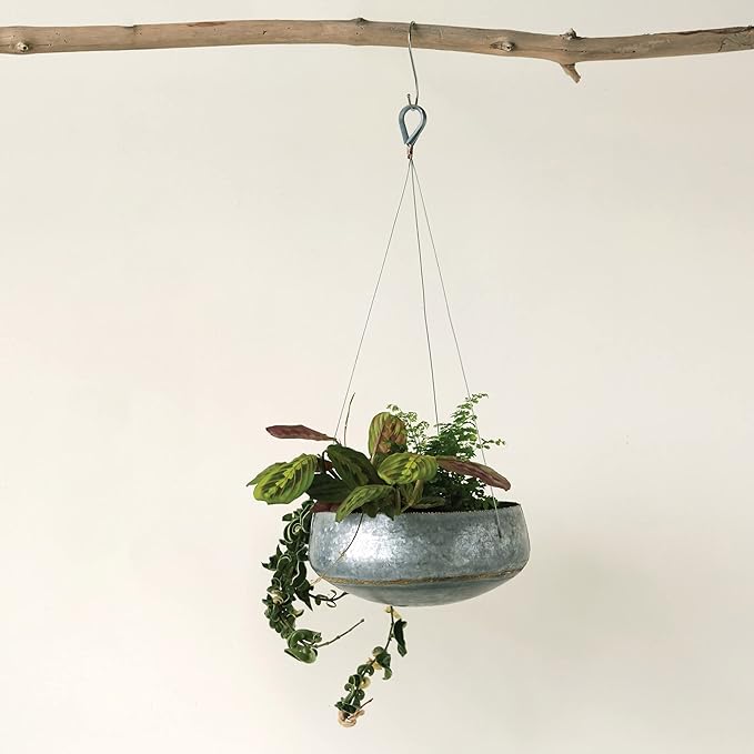 Creative Co-Op Grey & Gold Hanging Iron Planter - Image 4