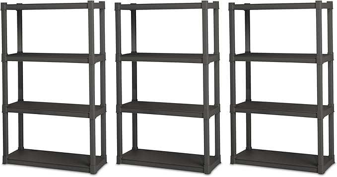 Sterilite 3-Pack 4 Shelf Unit, Heavy-Duty Shelving Storage and Utility Rack by Sterilite