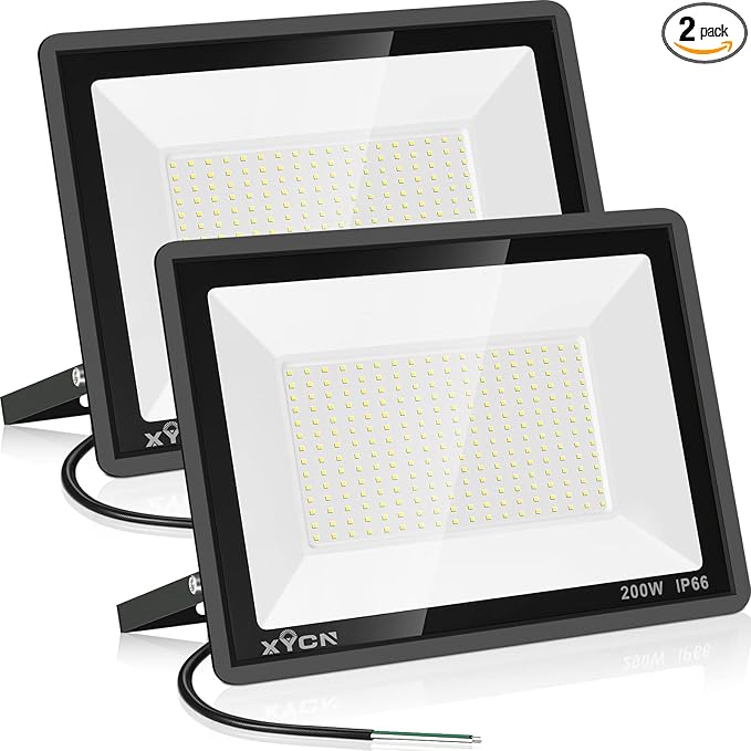 200W LED Flood Light 2 Pack, 22500lm Super Bright Security Lights, IP66 by XYCN