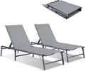 Outdoor Chaise Lounge Chair Set of 2, Foldable & Assemble-Free, 6 Adjustable by HOMELYM