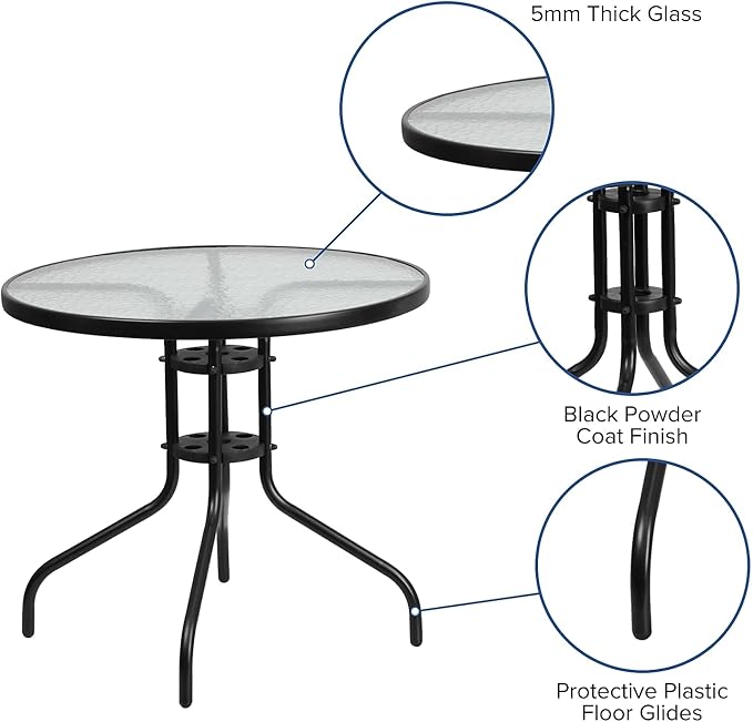Flash Furniture Bellamy 31.5" Round Indoor/Outdoor Tempered Glass Metal Frame - Image 4