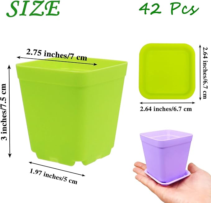 Anyumocz 42 PCS Plastic Square Plant Pots, Small Flower Pots - Image 2