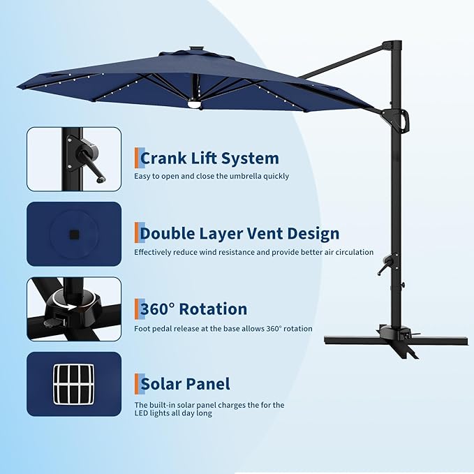 Garvee 10 ft Cantilever Patio Umbrella - Image 3