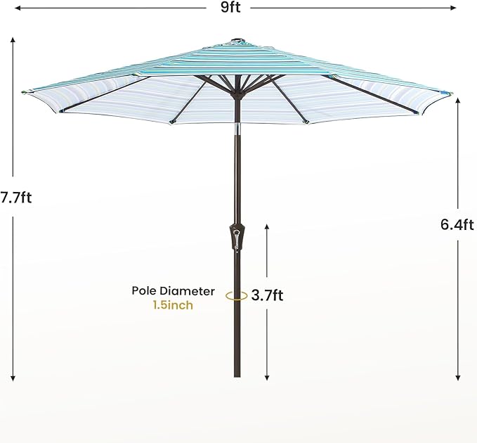 MEWAY 9ft Patio Umbrella Outdoor Table Umbrellas - Image 7