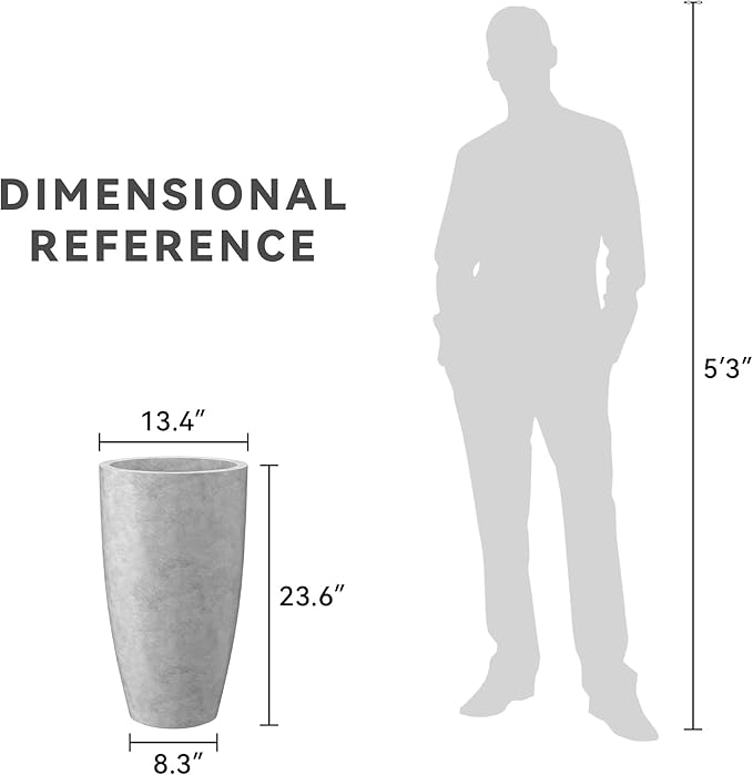 Kante 23.6" H Natural Concrete Finish Concrete Tall Planters Large Outdoor - Image 8