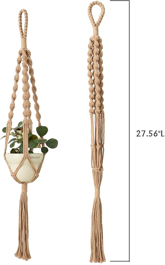 2Pcs Macrame Plant Hangers Indoor & Outdoor, Boho Hanging Planters - Image 6