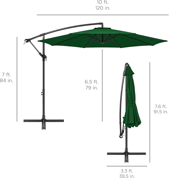 Best Choice Products 10ft Offset Cantilever Hanging Market Patio Umbrella - Image 7