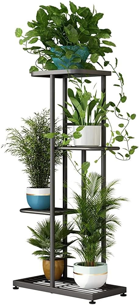LINZINAR Plant Stand Indoor Outdoor Corner 4 Tier Metal Plant Shelf Patio Plant by LINZINAR