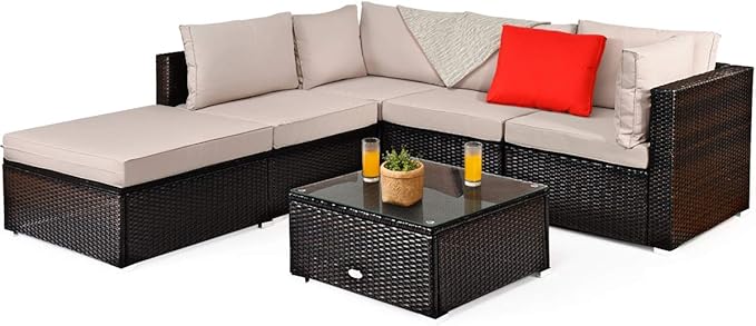 Tangkula 6 Piece Patio Furniture Set, Outdoor Deck Lawn Backyard Durable Steel by TANGKULA