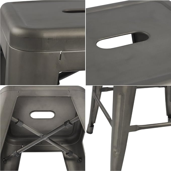 Devoko Metal Bar Stools 24" Indoor Outdoor Stackable Barstools Modern Style - Image 5