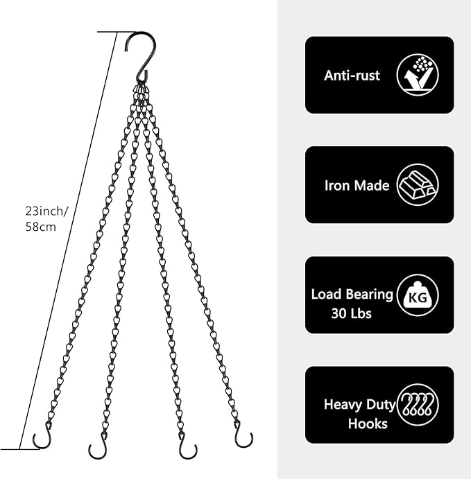 garini 6 Pack, 23 Inch Hanging Baskets Chain, Bird Feeders and Lanterns - Image 3