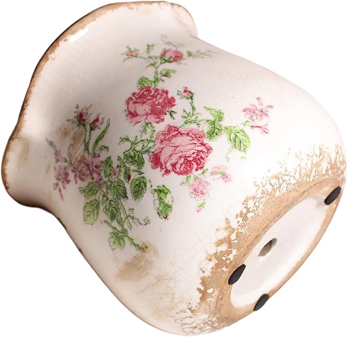Shabby Chic Flower Pot, 6.11 Inch Ceramic Planter - Image 6