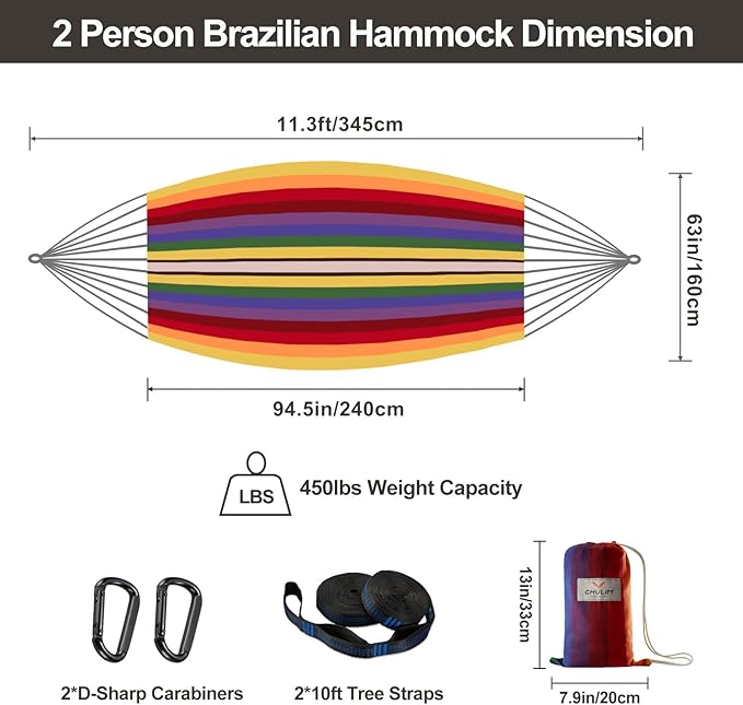 Brazilian Double Hammock with Tree Straps, Extra Large 240x160cm, 2 Persons - Image 3