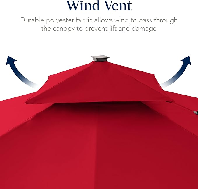 Best Choice Products 9x12ft LED Cantilever Patio Umbrella w/Base Included & - Image 7