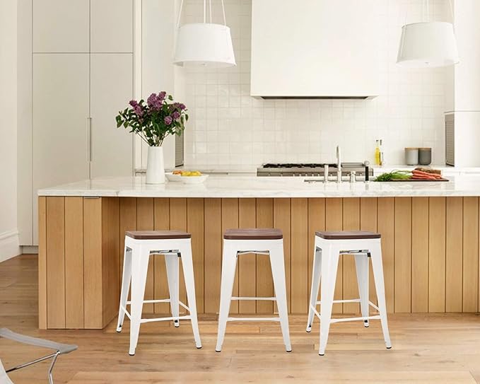 FDW Metal Bar Stools Counter Height Barstool Stackable Barstools Indoor Outdoor - Image 2