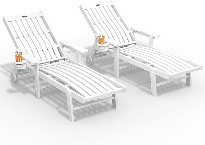 Patio Chaise Lounge Chair Set of 2, Oversized Lounge Chair Outdoor by THOEOE