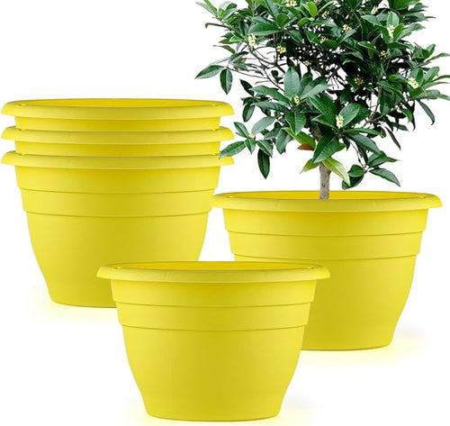 10 Inch Plant Pots Set of 5, Lightweight Plastic Planters by RooTrimmer