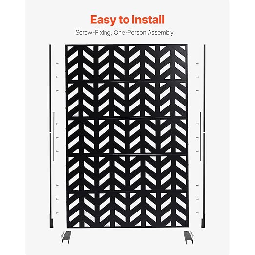 VEVOR Metal Privacy Screen, Outdoor Privacy Screens 5-Panel, Freestanding - Image 5