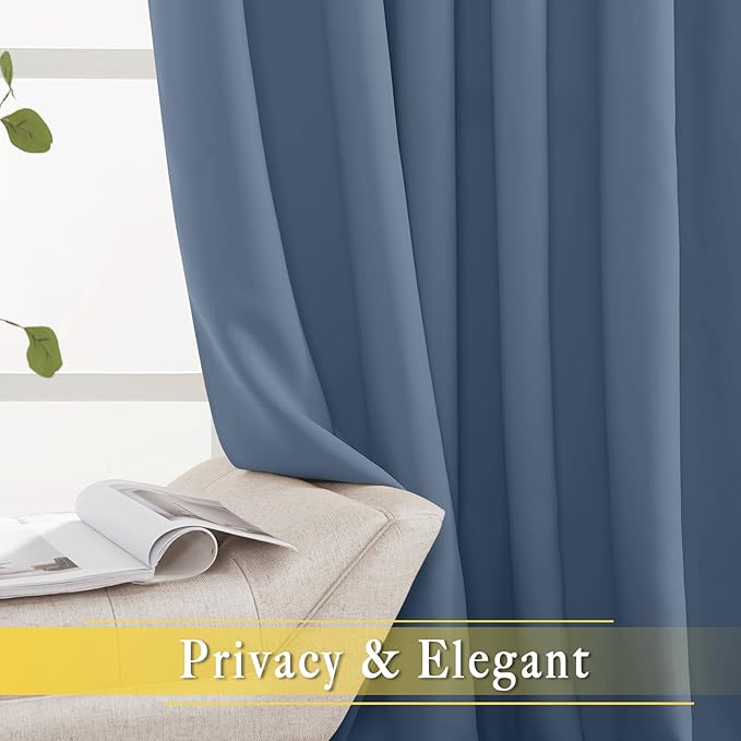 NICETOWN Blackout Stone Blue Curtain - Image 5