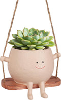 AFFLAT Smiley Face Flower Pot, Swinging Hanging Planter, Resin Smiley Face by AFFLAT