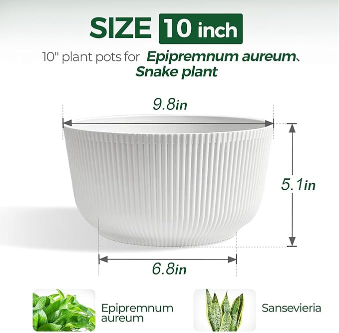 T4U 10 Inch Self Watering Pots for Indoor Plants, 2 Pack Large Plant Pots - Image 2