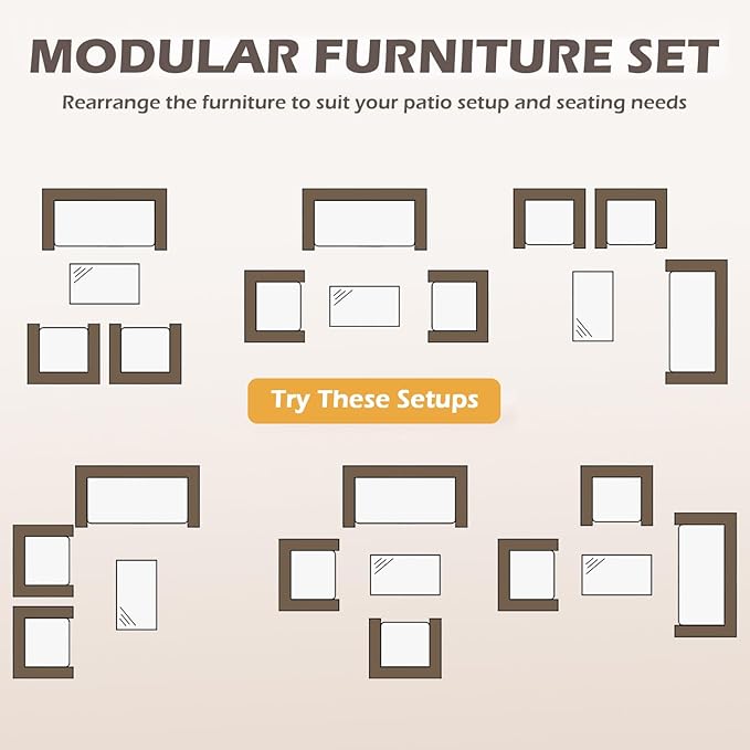 FDW | 4-Piece Patio Furniture Set | Brown & Red | Outdoor Wicker Furniture - Image 8