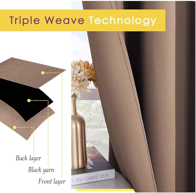 NICETOWN Curtain for Living Room 108 inches Long, UV Blocking Thermal Curtains - Image 4