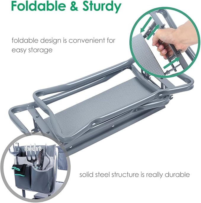 TomCare Garden Kneeler Seat Garden Bench Garden Stools Foldable Stool - Image 5