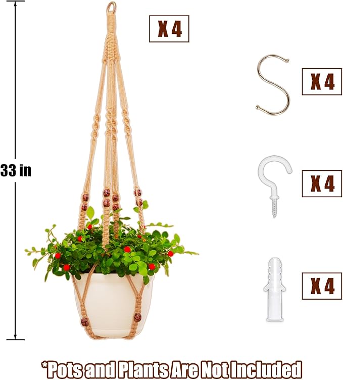 Macrame Plant Hanger Indoor Set, Hanging Planters - Image 2