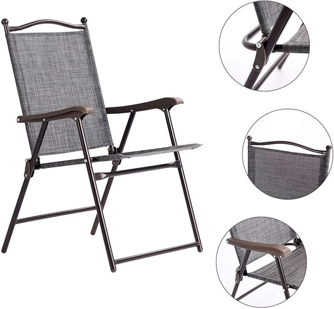 Giantex Set of 2 Patio Folding Chairs, Outdoor Patio Dining Chairs w/Armrest - Image 5