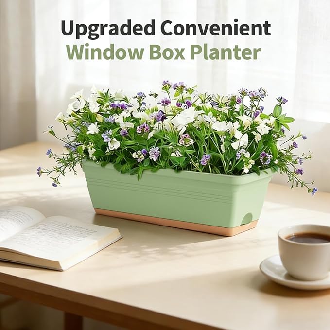 Window Box Planter, 6 Pack Plastic Vegetable Flower Window Planters Boxes 16 - Image 4